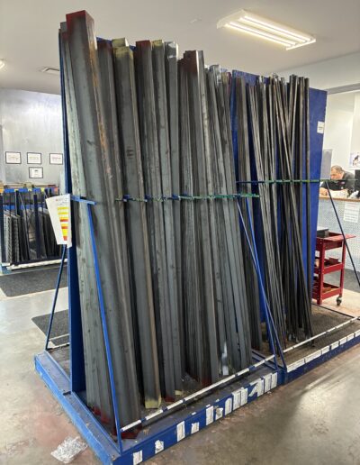 angle, pipe, and tubing in indoor racks