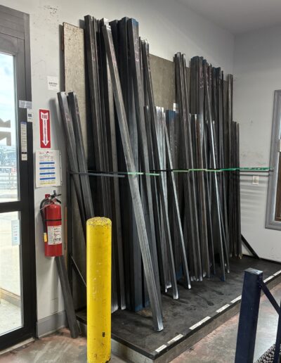 steel tubing in indoor rack