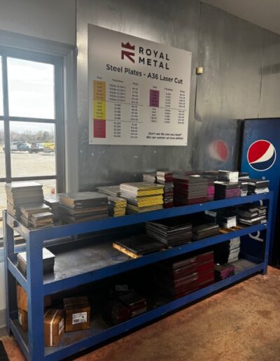 stacks of plate squares on indoor shelf