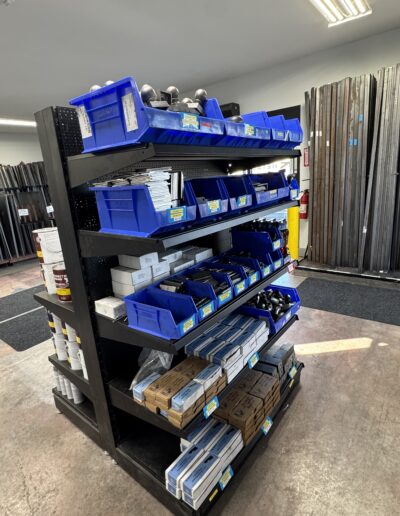 accessories and supplies on racks