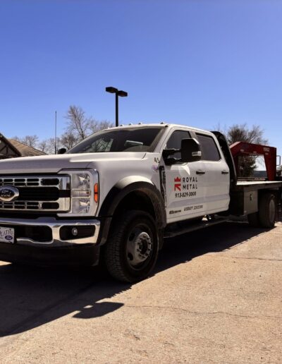 royal metal welding truck with flatbed trailer